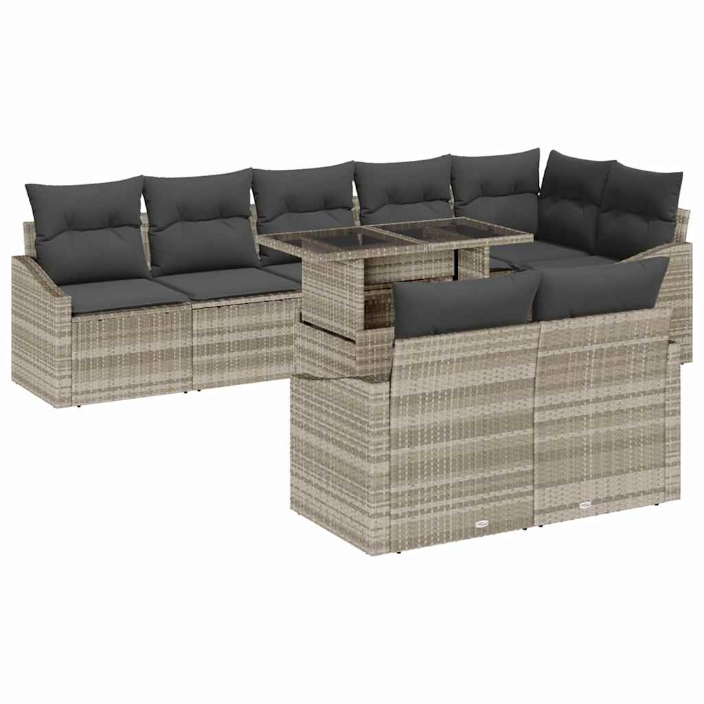 Conjunto de sofá de jardín 9 pcs Gris Claro y Gris Oscuro