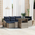 Conjunto de sofá de jardín con cojín 7 pcs Gris y marino