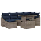 Conjunto de sofá de jardín con cojín 7 pcs Gris y marino