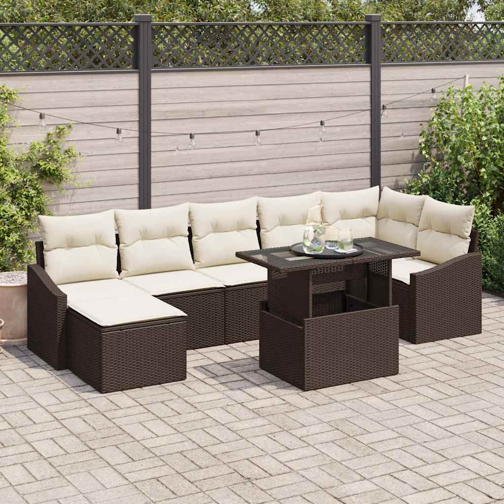 Conjunto de sofá de jardín con cojín 7 pcs gris y azul marino