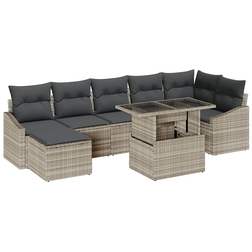 Conjunto de sofá de jardín 8 pcs Gris Claro y Gris Oscuro