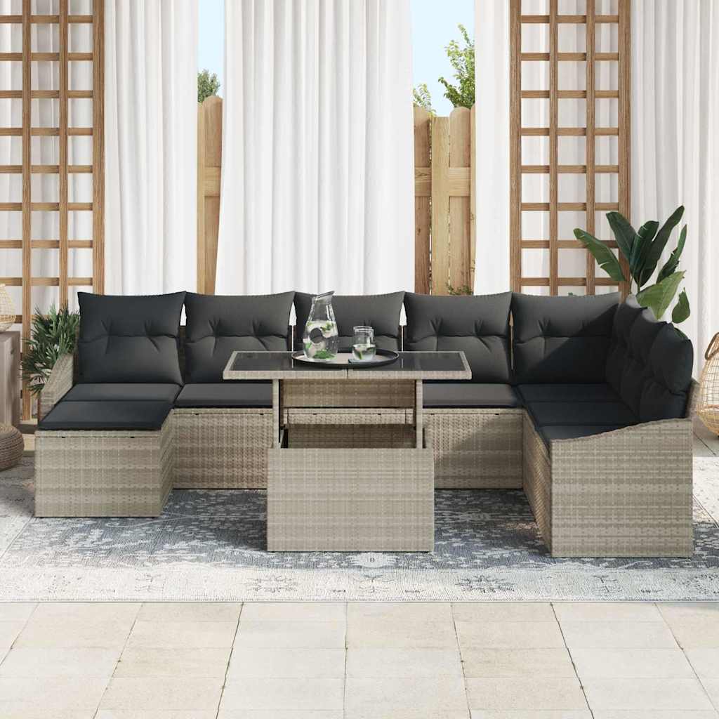 Conjunto de sofá de jardín 9 pcs Gris Claro y Gris Oscuro