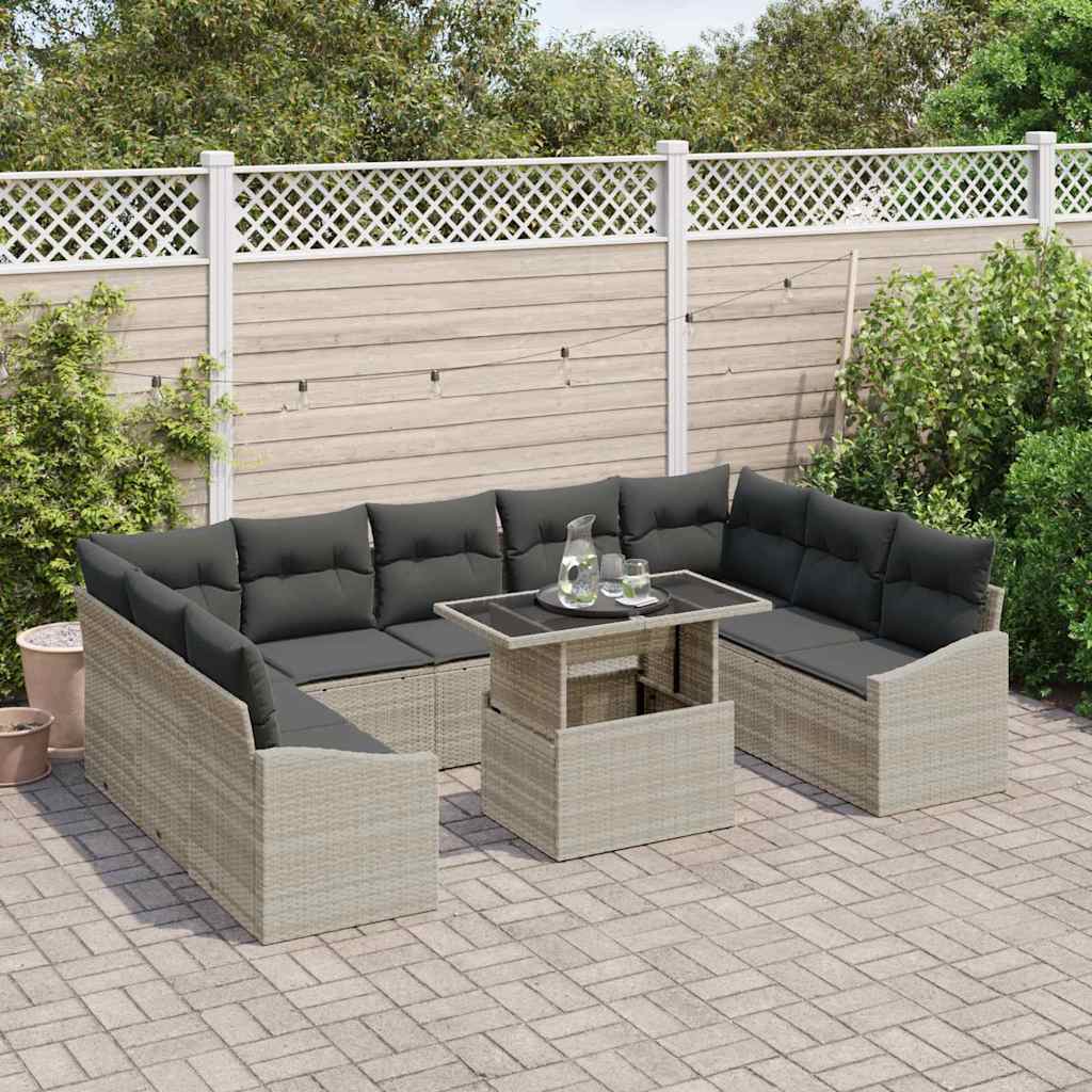 Conjunto de sofá de jardín 10 pcs Gris Claro y Gris Oscuro