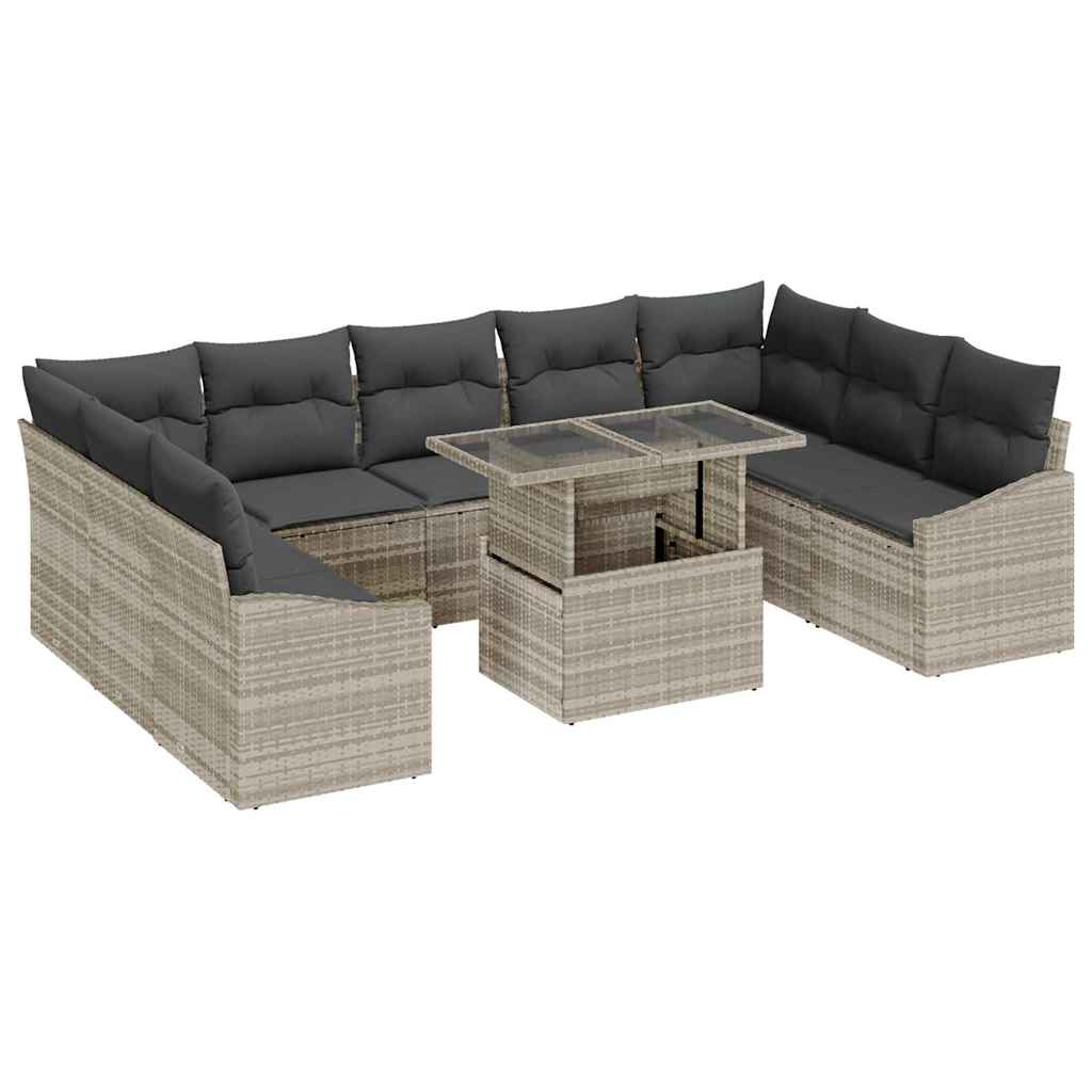 Conjunto de sofá de jardín 10 pcs Gris Claro y Gris Oscuro