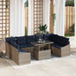 Conjunto de sofá de jardín con cojín 10 pcs Gris y marino