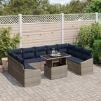 Conjunto de sofá de jardín con cojín 10 pcs Gris y marino