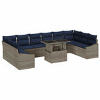 Conjunto de sofá de jardín con cojín 11 pcs Gris y marino