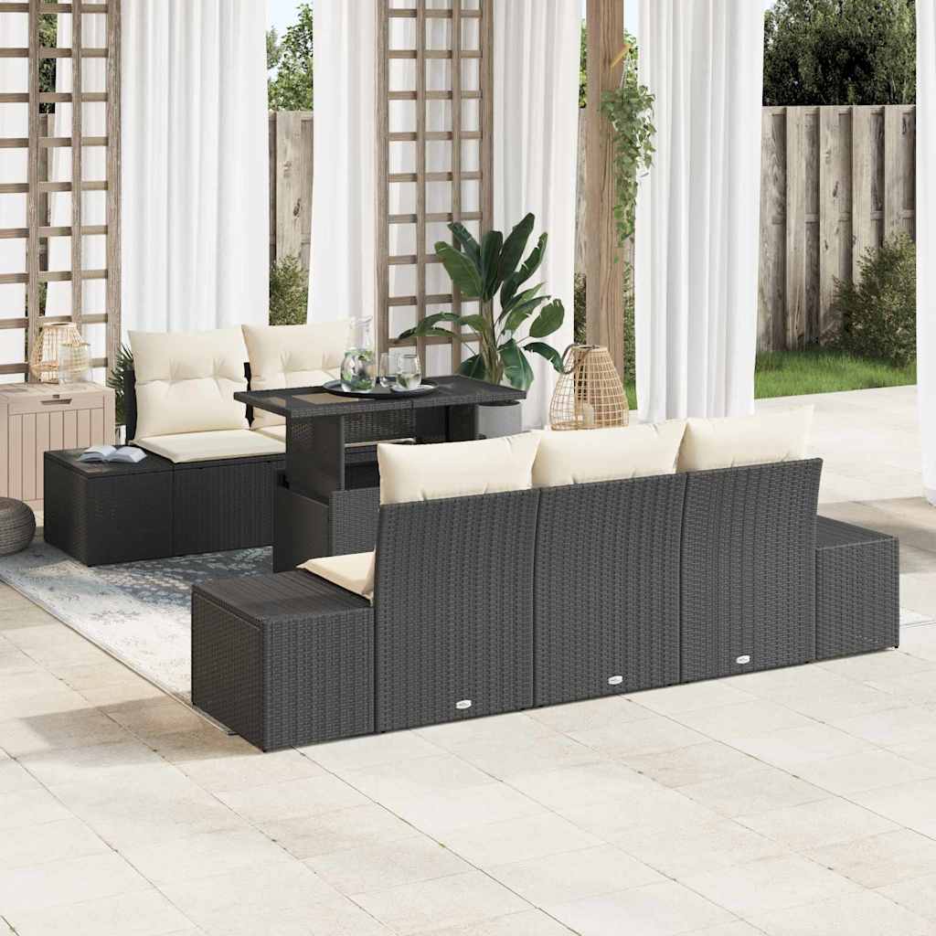 Conjunto de Sofá de Jardim com Almofadas 6 pcs Bege e Creme