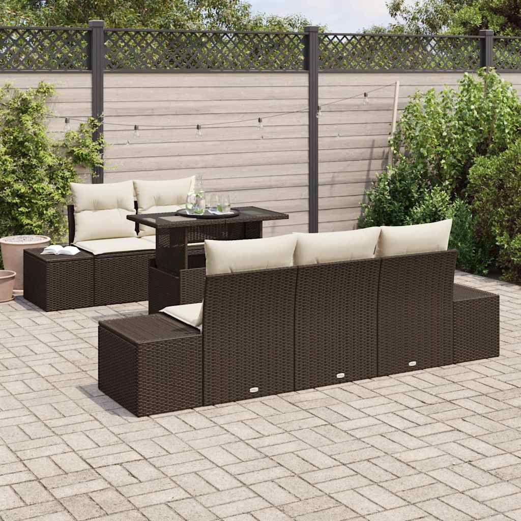 Conjunto de Sofá de Jardim com Almofadas 6 pcs Bege e Creme