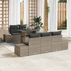 Conjunto de sofá de jardín con cojín con almohada 6 pcs Gris