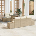 Conjunto de sofá de jardín con cojín 6 pcs Beige y Crema