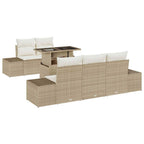 Conjunto de sofá de jardín con cojín 6 pcs Beige y Crema