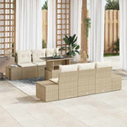 Conjunto de sofá de jardín con cojín 7 pcs Beige y Crema