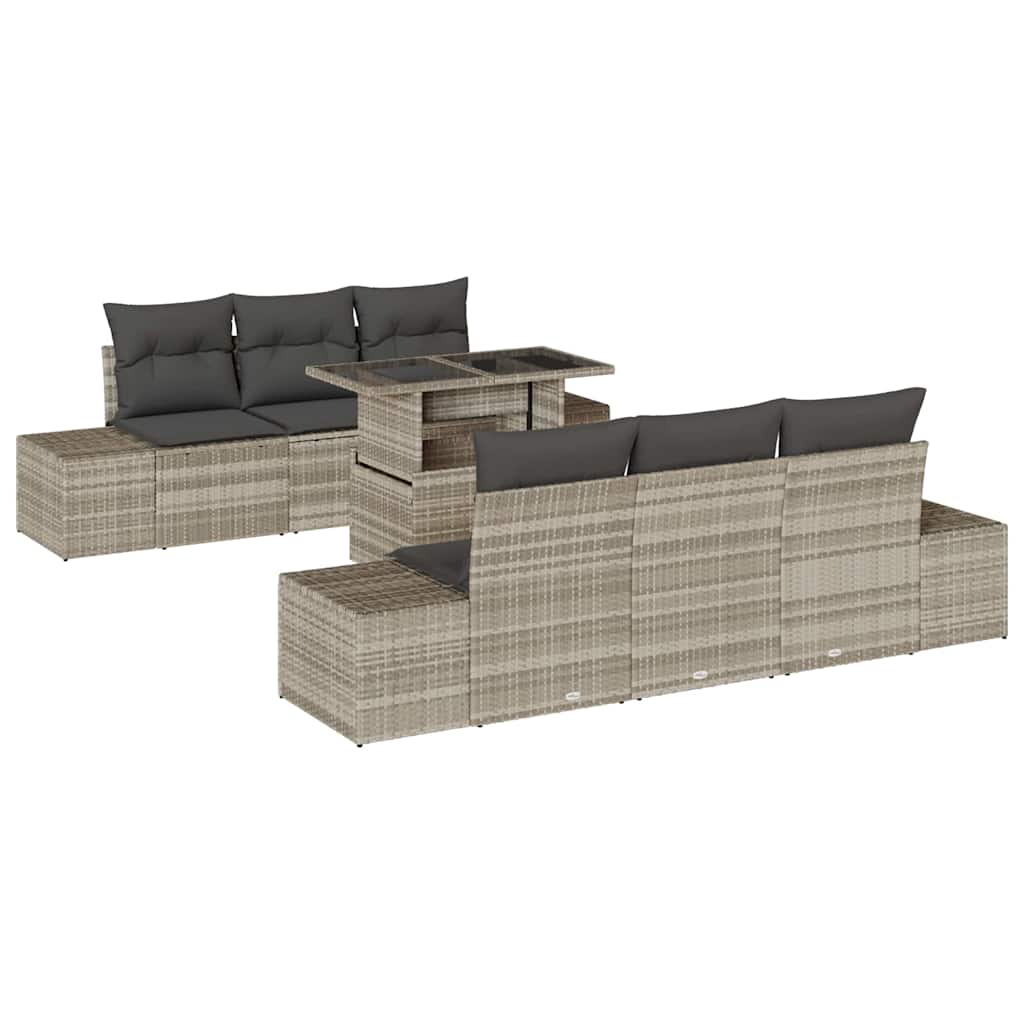 Conjunto de sofá de jardín 7 pcs Gris Claro y Gris Oscuro