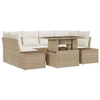 Conjunto de sofá de jardín con cojín 7 pcs Beige y Crema
