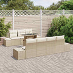 Conjunto de sofá de jardín con cojín 8 pcs Beige y Crema