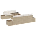 Conjunto de sofá de jardín con cojín 8 pcs Beige y Crema
