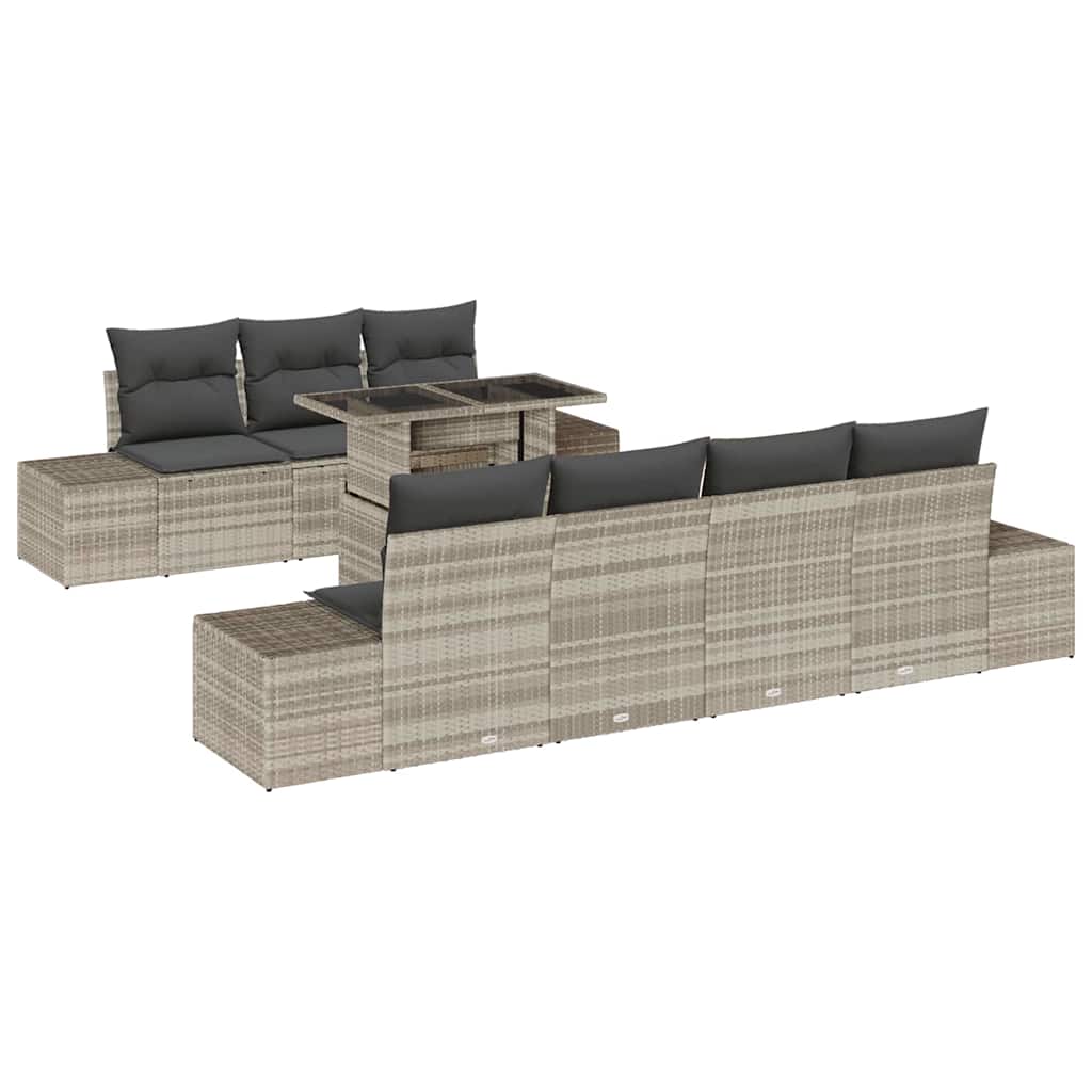 Conjunto de sofá de jardín 8 pcs Gris Claro y Gris Oscuro