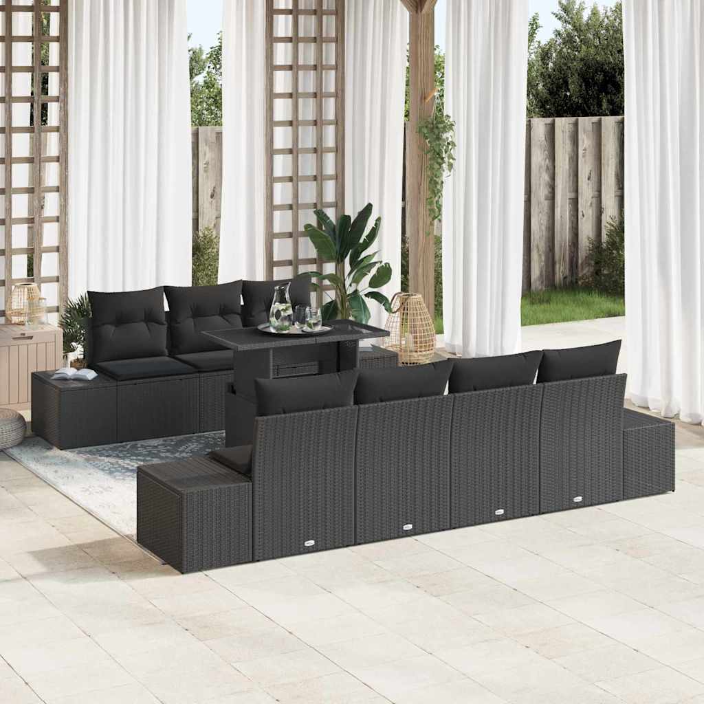 Conjunto de sofá de jardín con cojín 8 pcs Marrón y crema
