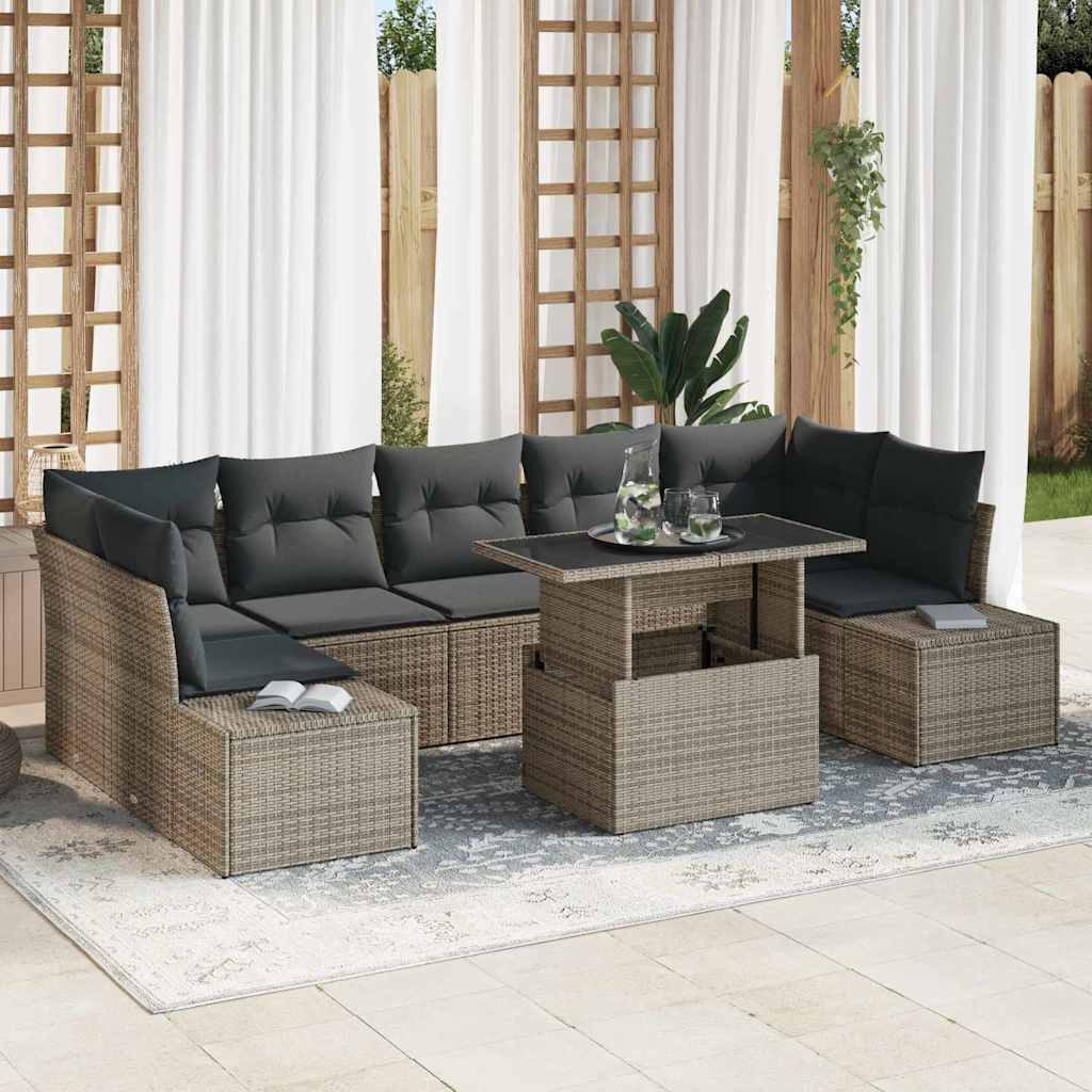 Conjunto de sofá de jardín 8 pcs Gris Claro y Gris Oscuro