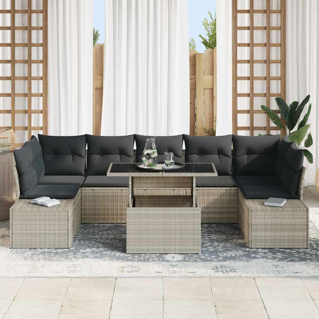 Conjunto de sofá de jardín 8 pcs Gris Claro y Gris Oscuro