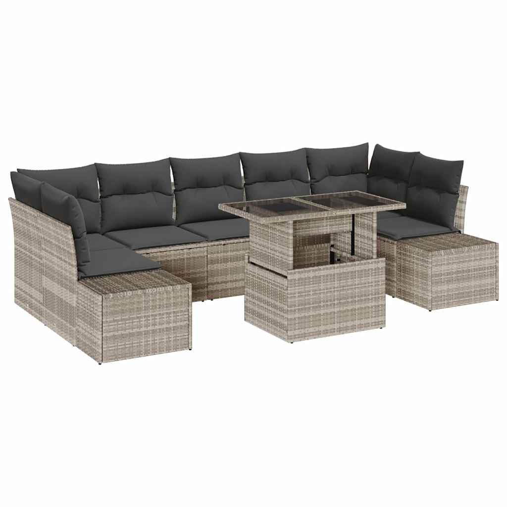 Conjunto de sofá de jardín 8 pcs Gris Claro y Gris Oscuro