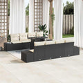 Conjunto de sofá de jardín con cojín 9 pcs Negro y crema
