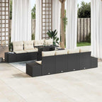 Conjunto de sofá de jardín con cojín 9 pcs Negro y crema