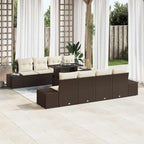Conjunto de sofá de jardín con cojín 9 pcs Marrón y crema