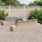 Conjunto de sofá de jardín con cojín 9 pcs Beige y Gris Claro