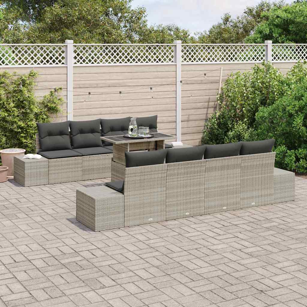 Conjunto de sofá de jardín 9 pcs Gris Claro y Gris Oscuro