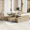 Conjunto de sofá de jardín 9 pcs Beige y Crema ratán sintético