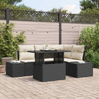 Conjunto de sofá de jardín 5 pcs Negro ratán sintético
