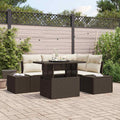 Conjunto de sofá de jardín 5 pcs Marrón ratán sintético