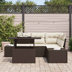 Conjunto de sofá de jardín 5 pcs Marrón ratán sintético