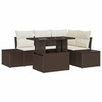 Conjunto de sofá de jardín 5 pcs Marrón ratán sintético
