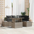 Conjunto de sofá de jardín con cojín 5 pcs Gris ratán sintético