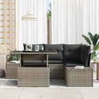 Conjunto de sofá de jardín con cojín 5 pcs Gris ratán sintético