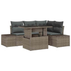Conjunto de sofá de jardín con cojín 5 pcs Gris ratán sintético