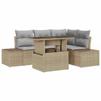 Conjunto de sofá de jardín 5 pcs Beige ratán sintético