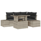 Conjunto de sofá de jardín 5 pcs Gris Claro ratán sintético
