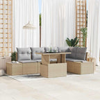 Conjunto de sofá de jardín 6 pcs Beige Poliratán