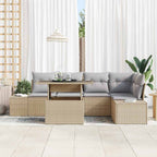 Conjunto de sofá de jardín 6 pcs Beige Poliratán