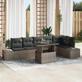 Conjunto de sofá de jardín con cojín 7 pcs Gris ratán sintético