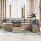 Conjunto de sofá de jardín 7 pcs Beige Poliratán