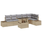 Conjunto de sofá de jardín 7 pcs Beige Poliratán