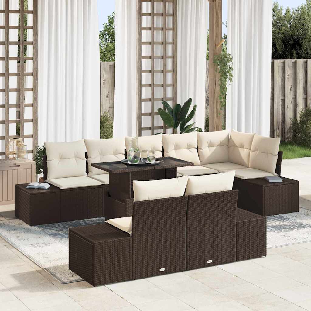 Conjunto de sofá de jardín 9 pcs Gris Poliratán