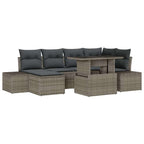 Conjunto de sofá de jardín 7 pcs Gris Poliratán