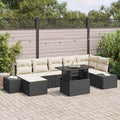 Conjunto de sofá de jardín 8 pcs Negro Poliratán