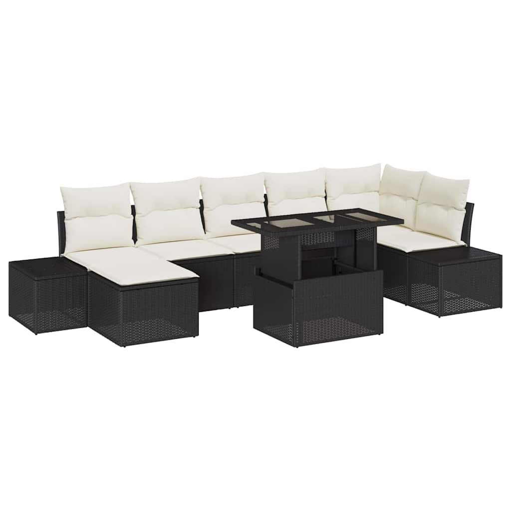 Conjunto de sofá de jardín 8 pcs Negro Poliratán